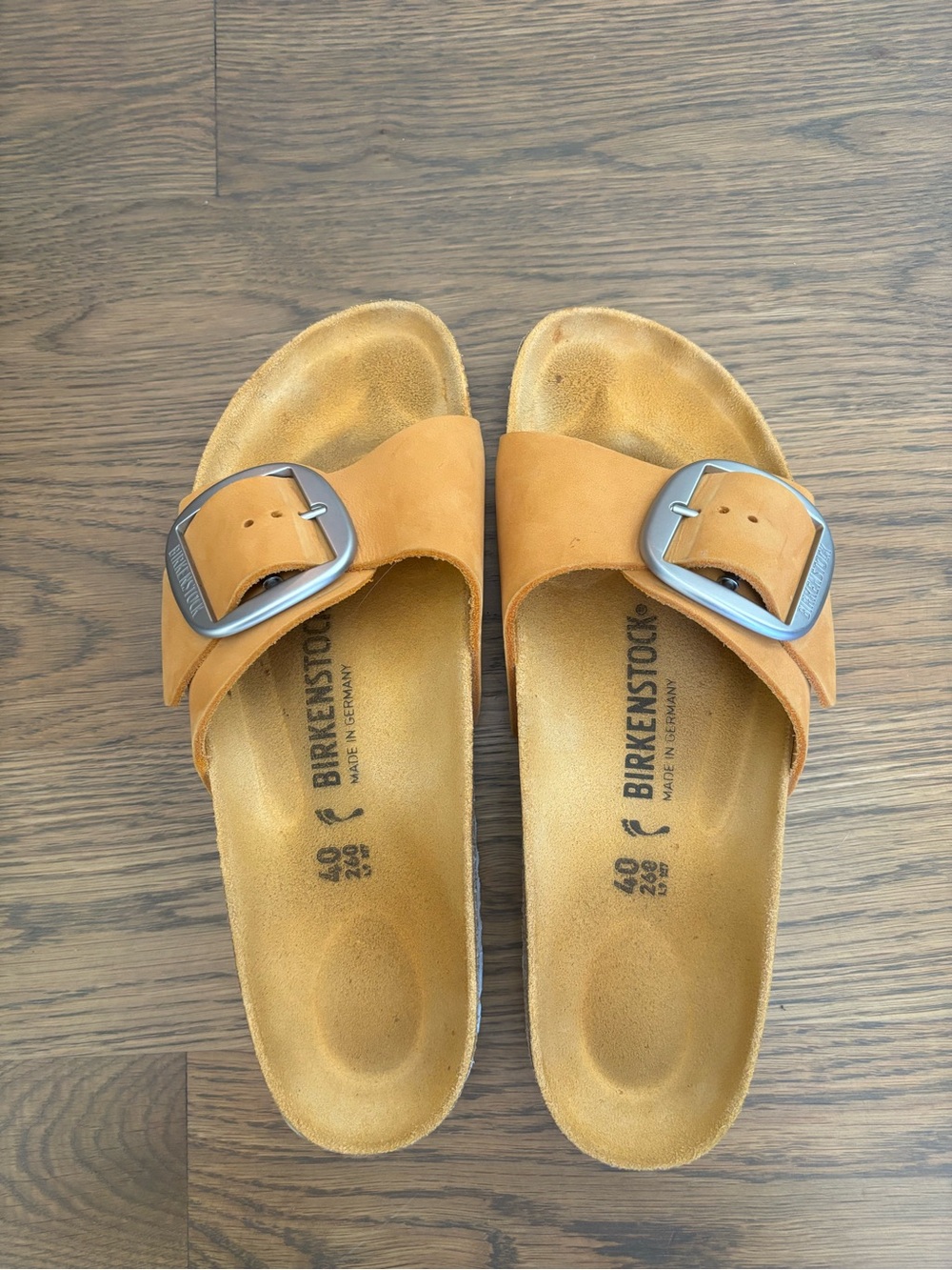 Birkenstock Women’s Big Buckle Apricot Nucuck Size 40